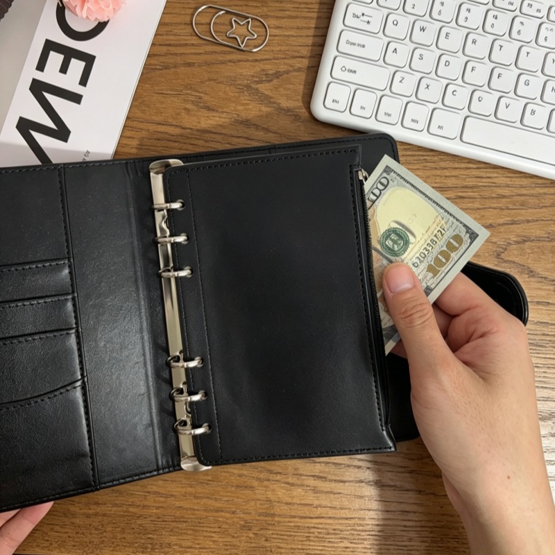 Vintage Leather Journal Notebook - สมุดบันทึกสีมาการอง A6 พร้อมแฟ้มใส่เอกสารแบบถอดได้ กระเป๋าใส่เอกสาร DIY แฟ้มวงแหวน