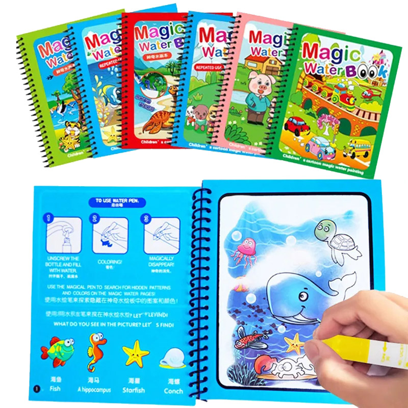 ของเล่นแบบมอนเตสซอรี่สำหรับเด็ - Reusable Water Magic Coloring Book บทวิจารณ์และราคา