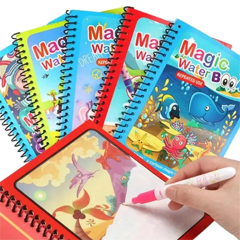 1 หนังสือ + 1 ปากกาReusable Ma - Reusable Water Magic Coloring Book บทวิจารณ์และราคา